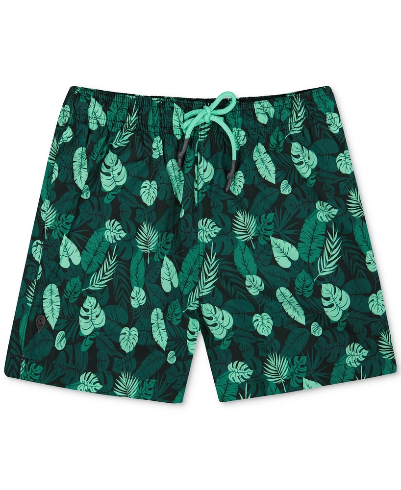 Sunset and Vines Men's Leaf-Pattern Woven Swim Trunks