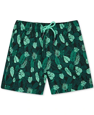 Sunset and Vines Men's Leaf-Pattern Woven Swim Trunks