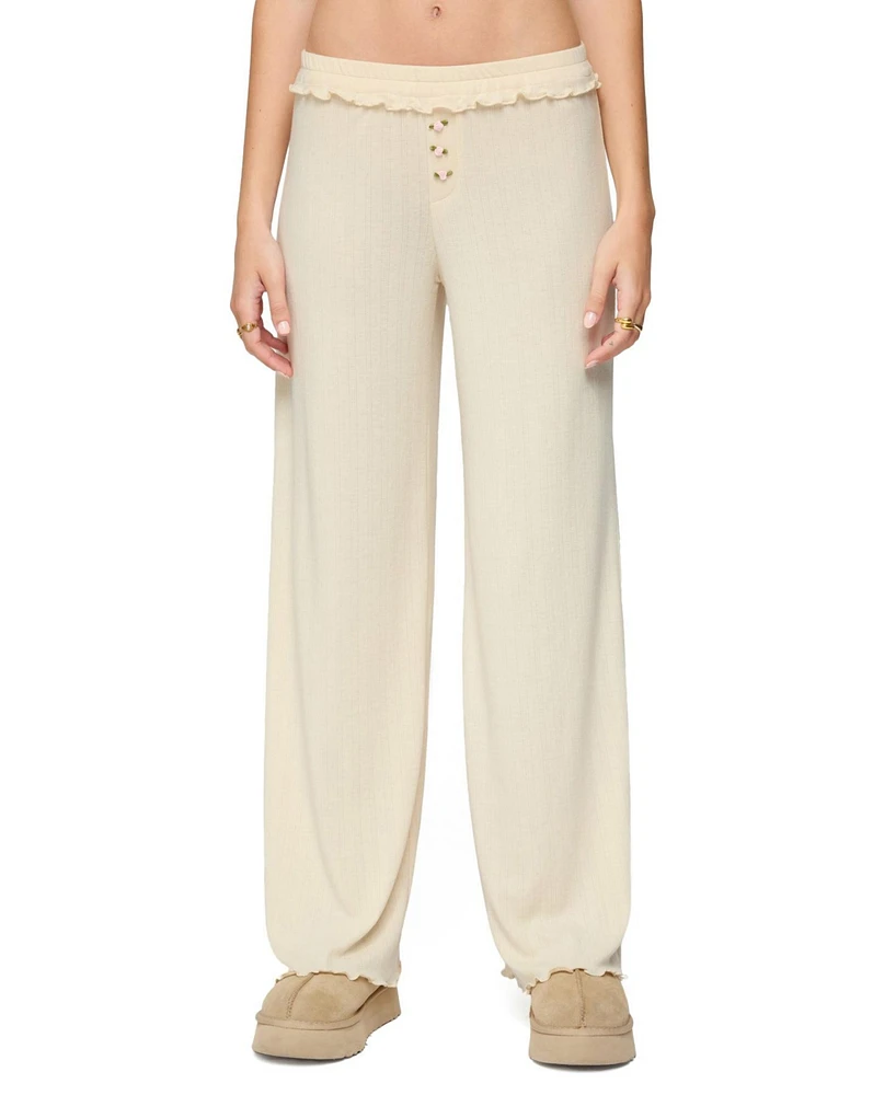 Edikted Women's Posy Ruffle Pointelle Pants