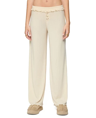 Edikted Women's Posy Ruffle Pointelle Pants