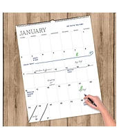 Undated 17" x 22" Dry Erase Large Wire-o Hanging Vertical Wall Calendar