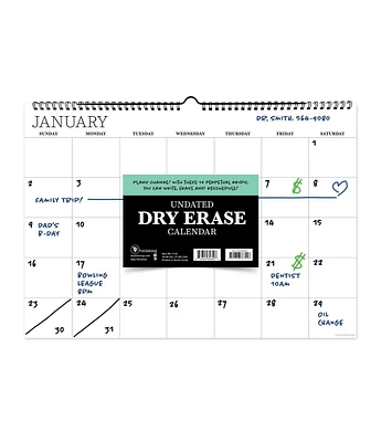 Undated 17" x 12" Dry Erase Medium Wire-o Hanging Horizontal Wall Calendar