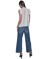 Karl Lagerfeld Paris Women's Ruffled-Sleeve Button-Front Blouse