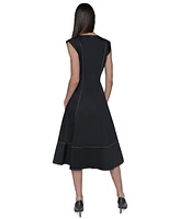 Karl Lagerfeld Paris Women's Stitch-Trimmed Midi Dress