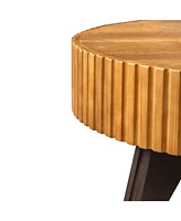 35.4 "Round Retro Coffee Table, Coffee Table Suitable For Coffee and Home Decor, Natural
