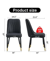 2 Black Pu Dining and Living Room Chairs (Set of 2)