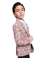 Elie Balleh Boys Red Slim Fit Faded Argyle Jacket
