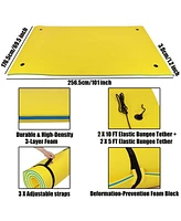 Hallolure Yellow Water Floating Mat Foam Pad, 9x6FT Bouncy Tear-Resistant Xpe Foam