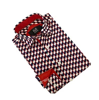 Elie Balleh Big Boys Red Geometric Button-Down Slim Fit Short Sleeve Shirt