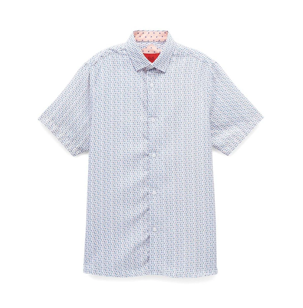 Elie Balleh Big Boys Blue Printed Button-Down Slim Fit Shirt