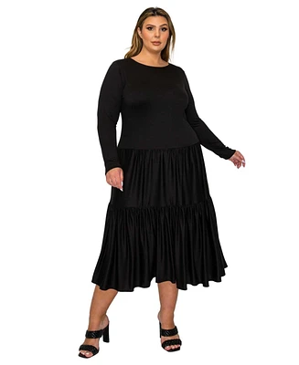 L I V D Plus Eliana Tiered Midi Dress