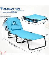 Gymax Folding Chaise Lounge Chair Bed Adjustable Patio Beach Camping Recliner