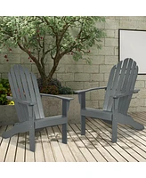 Gymax 2PCS Wooden Classic Adirondack Chair Lounge Chair Outdoor Patio