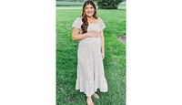 Pinkblush Maternity Ivory Floral Smocked Maxi Dress