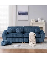 84" Blue Corduroy Sofa Couch