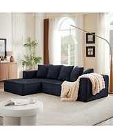 Chenille L-Shaped Sectional Sofa Set,Minimalist Style Modular Sectional Sofa