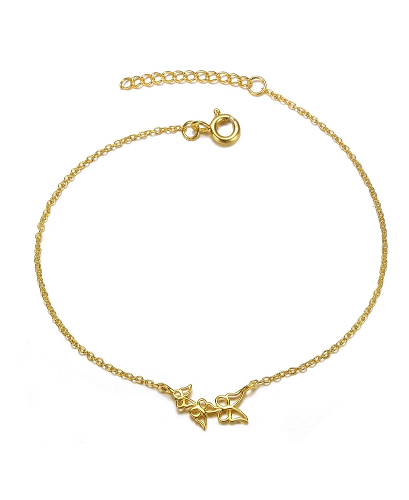 GiGiGirl 14k Gold Plated Filigree Butterfly Charm Bracelet