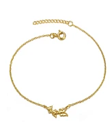 GiGiGirl 14k Gold Plated Filigree Butterfly Charm Bracelet
