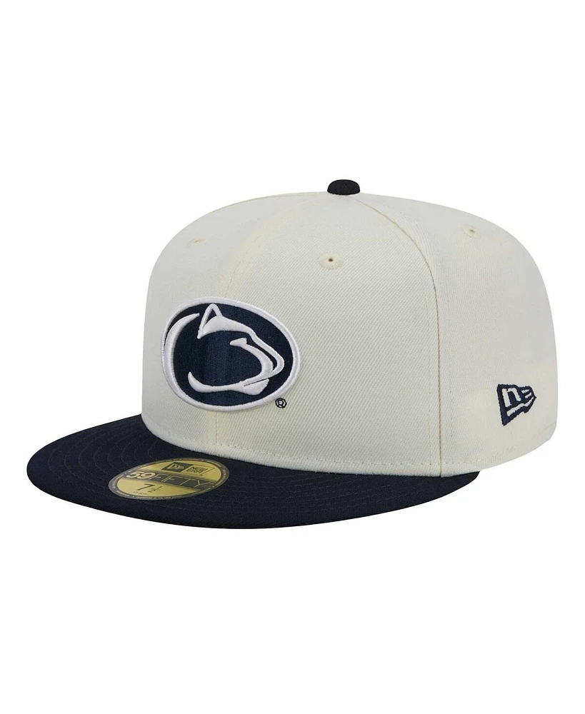 New Era Men's Cream Penn State Nittany Lions Chrome 59FIFTY Fitted Hat