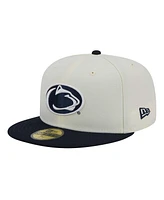 New Era Men's Cream Penn State Nittany Lions Chrome 59FIFTY Fitted Hat