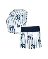 Concepts Sport Women's 2-Piece White New York Yankees Pinstripe Record Tank and Shorts Set