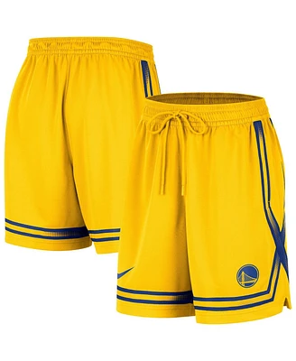 Nike Women's Gold Golden State Warriors Courtside Fly Crossover Performance Shorts