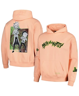 Freeze Max Men's Orange Rick and Morty '90s Rave Dropped Shoulder Pullover Hoodie Sweatshirt