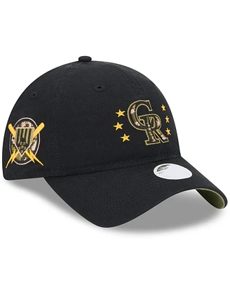 New Era Women's Black Colorado Rockies 2024 Armed Forces Day 9TWENTY Adjustable Hat