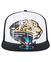 New Era Men's White/Black Jacksonville Jaguars Distressed 9FIFTY A-Frame Snapback Hat