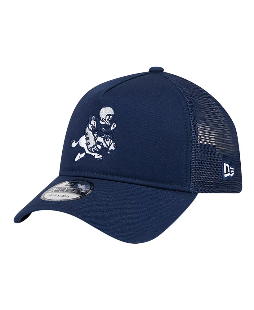 New Era Men's Navy Dallas Cowboys Retro Main A-Frame Trucker 9FORTY Adjustable Hat