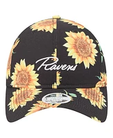 New Era Women's Black Baltimore Ravens Adventure Sunflower 9TWENTY Adjustable Hat