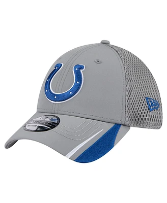 New Era Men's Gray Indianapolis Colts Game Day Linear 39THIRTY Flex Hat