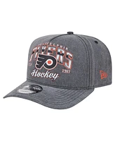 New Era Men's Charcoal Philadelphia Flyers Throwback Washed A-Frame Pre-Curved 9FIFTY Snapback Hat