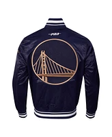 Pro Standard Men's Navy Golden State Warriors 2024/25 City Edition Chenille Satin Full-Snap Jacket