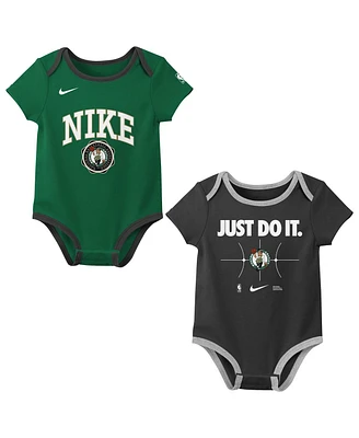 Nike Baby Boys and Girls Kelly Green/Black Boston Celtics Just Do It 2-Pack Bodysuit Set