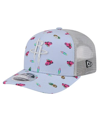 New Era Men's Light Blue/Gray Houston Rockets Adventure Aloha Pattern 9SEVENTY Stretch-Snap Hat