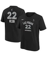 Nike Big Boys and Girls A'ja Wilson Black Las Vegas Aces Explorer Edition Name Number T-Shirt