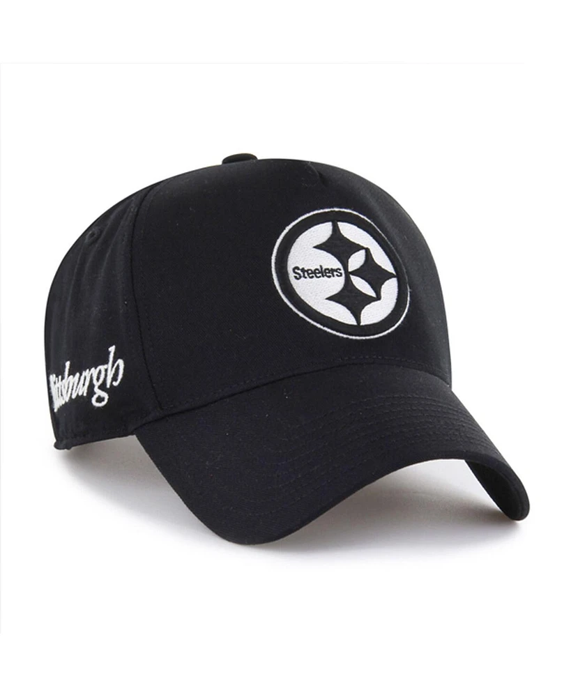 '47 Brand Men's Black Pittsburgh Steelers Foundation Offside Adjustable Hat