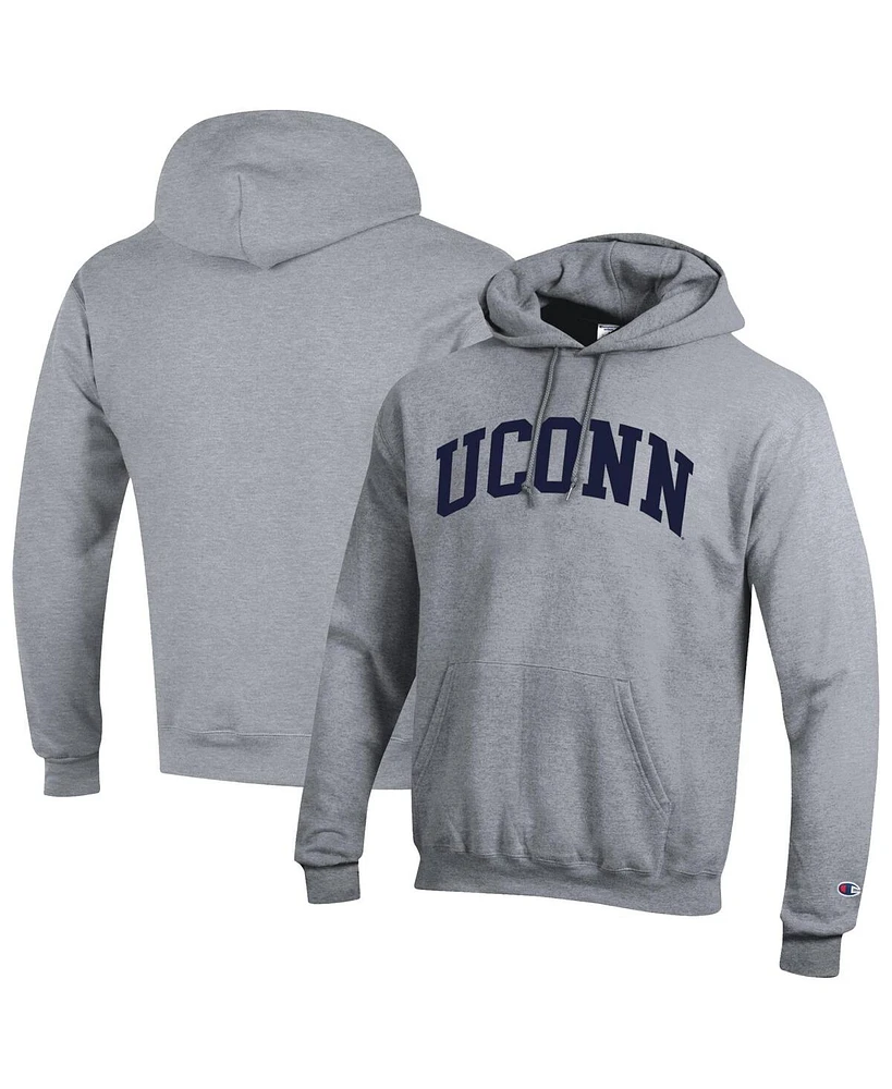 Champion Men's Heather Gray UConn Huskies Basic Arch Fleece Pullover Hoodie