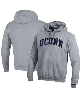 Champion Men's Heather Gray UConn Huskies Basic Arch Fleece Pullover Hoodie