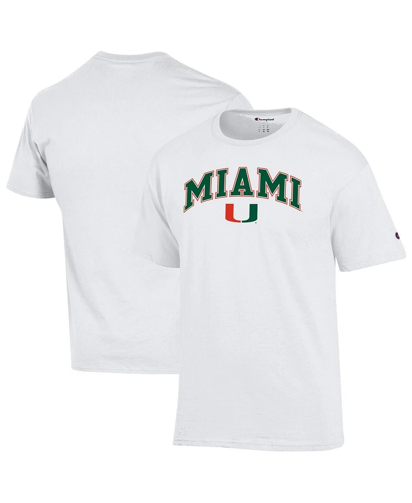 Champion Men's White Miami Hurricanes Arch Over Logo T-Shirt
