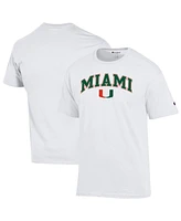 Champion Men's White Miami Hurricanes Arch Over Logo T-Shirt