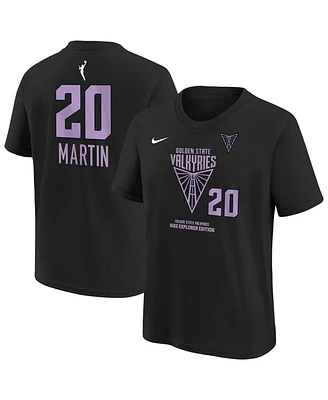 Nike Big Boys and Girls Kate Martin Eclipse Black Golden State Valkyries Explorer Edition Name Number T-Shirt