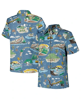 Reyn Spooner Women's Blue Peanuts Beagle Scouts 50th Anniversary Button-Up Shirt