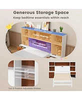 Gymax Twin Bed Frame w/ Storage Headboard & Nightstands 7 Compartments 3 Drawers
