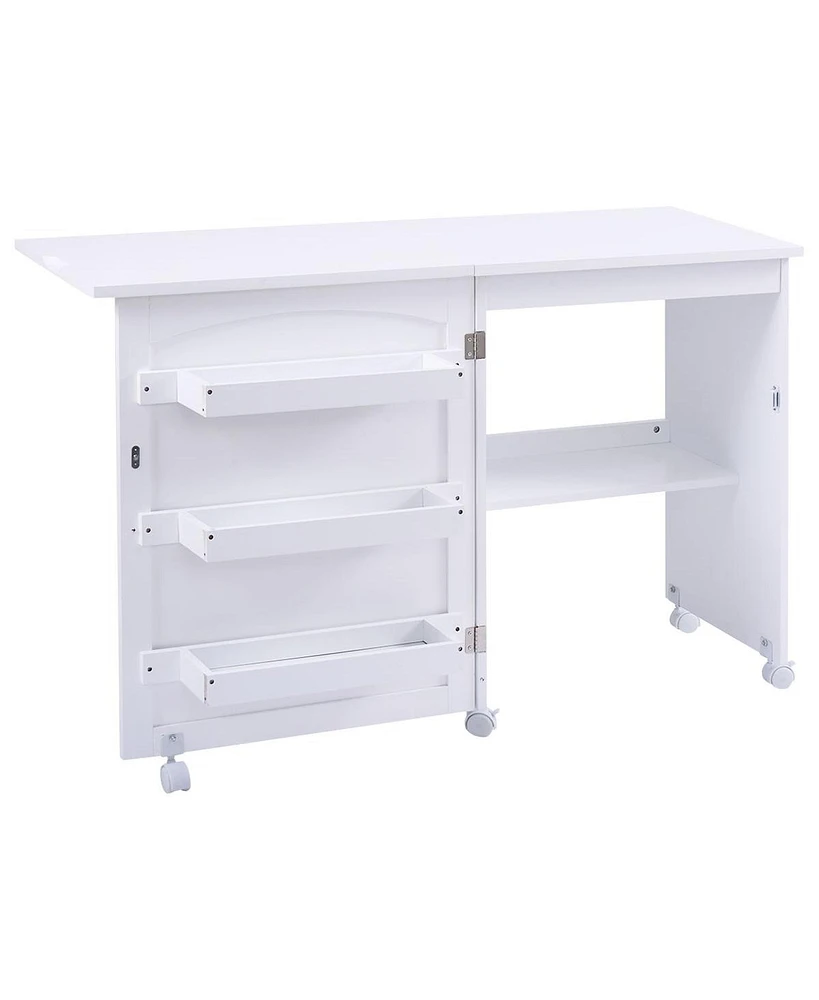 Folding Sewing Craft Table Shelf Storage Cabinet Home Furniture