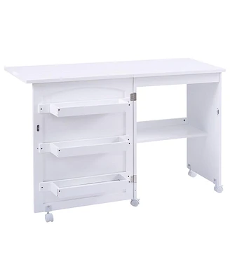 Folding Sewing Craft Table Shelf Storage Cabinet Home Furniture