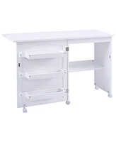 Folding Sewing Craft Table Shelf Storage Cabinet Home Furniture