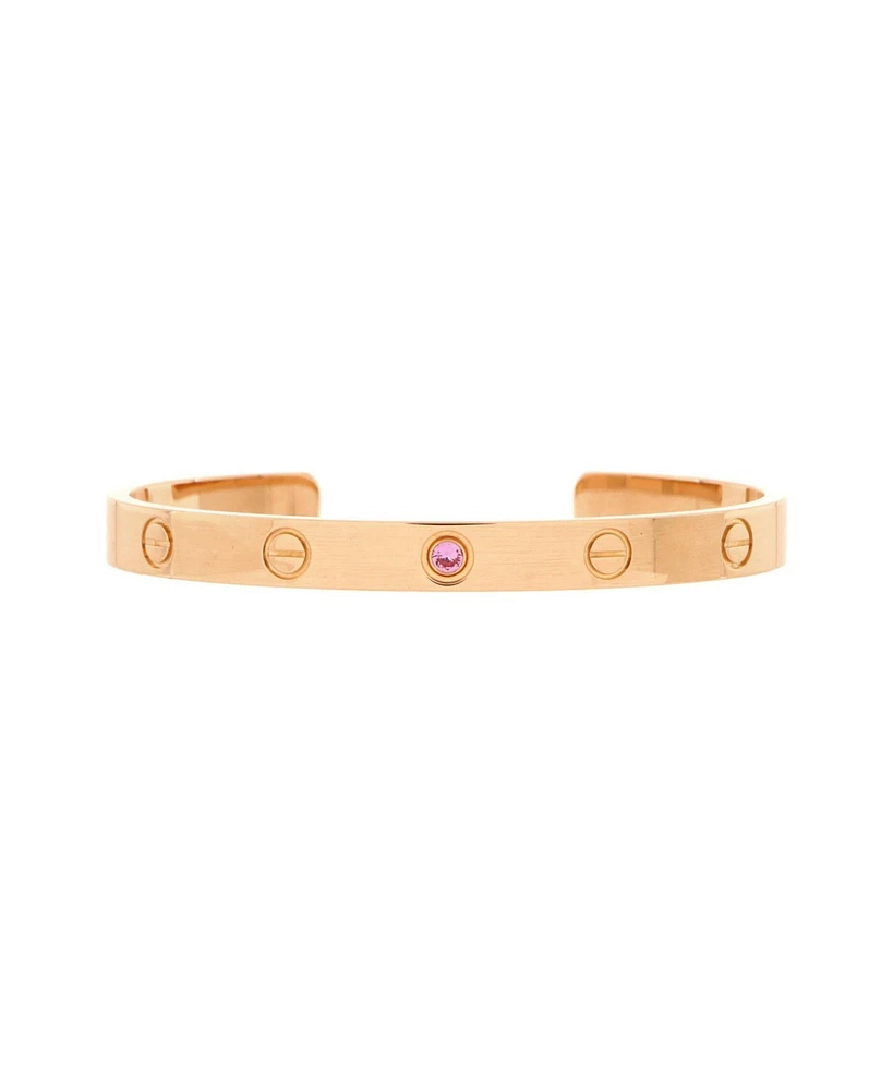 Pre-Owned Cartier Love Cuff Bracelet 18K Rose Gold with Pink Sapphire