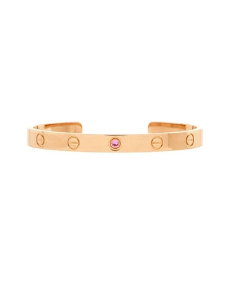 Pre-Owned Cartier Love Cuff Bracelet 18K Rose Gold with Pink Sapphire